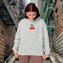 Sweatshirt Blouse Comfortable Cotton Gym Workout - Xám - Xem 2