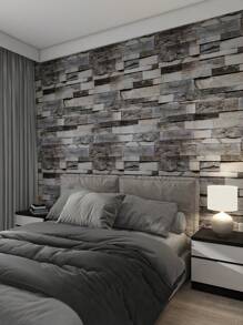 1pc Brick Pattern Self-Adhesive Wall Paper, Modern PVC Waterproof Wall Adhesive Roll For Home, Renovation Stickers Peel Wall Panels, Wall Paper, Wallpapers, Spring Decoration Items Refresh Your Home, Rama Decoration Stickers