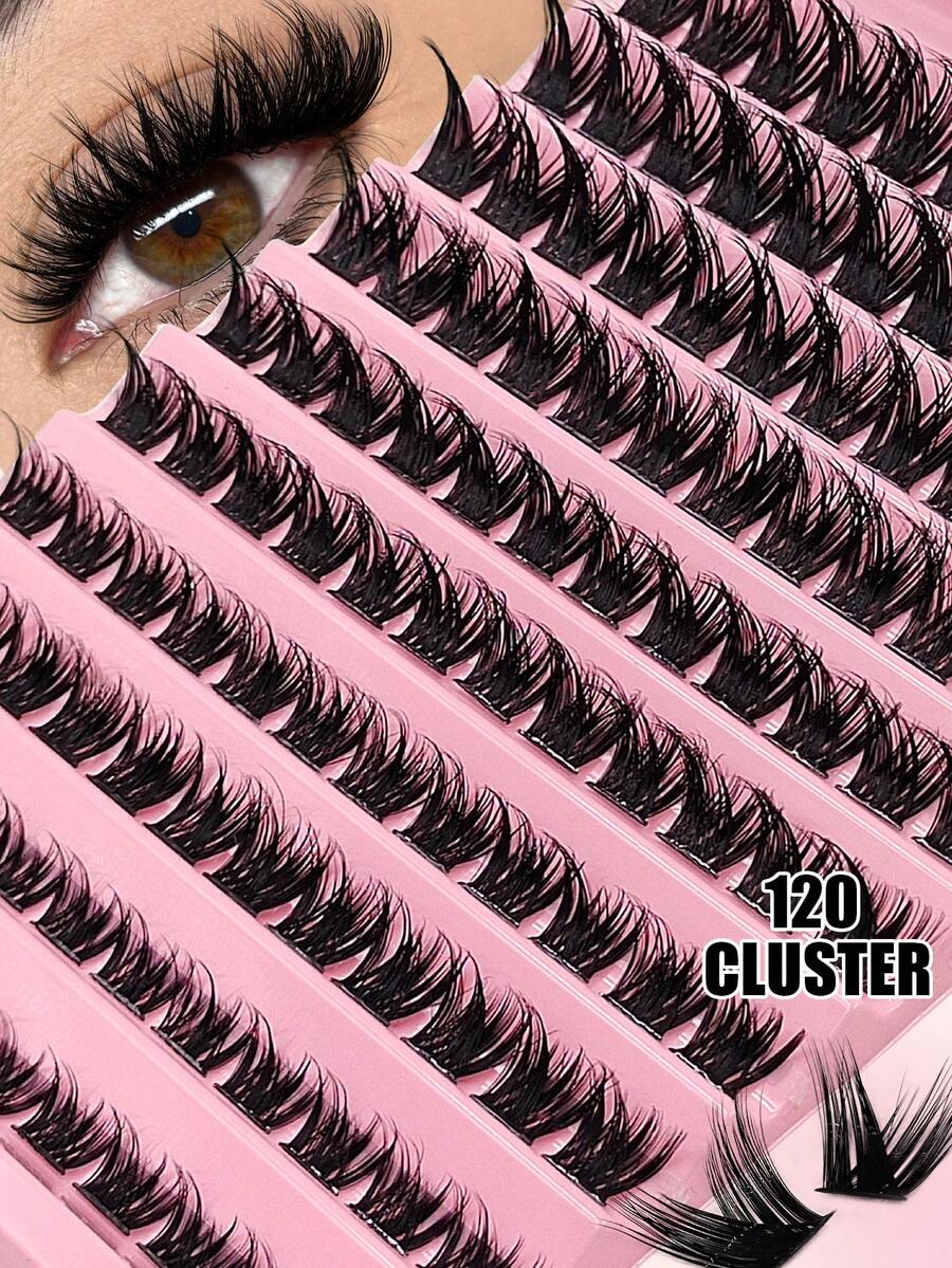 Asiteo 120 Pcs Wispy Individual Cluster Lashes - Natural Look, D Curl, Fluffy, Cross Design Fox Eye Effect DIY Eyelash Extensions For A Dramatic Eye Makeup - Unscented, Easy To Apply, Long-Lasting, And Reusable - D - View 1