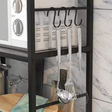 Kitchen Bakers Rack With Baskets,Freestanding Kitchen Shelf,5-Tier Kitchen Utility Storage Shelf With Hooks, Microwave Oven Stand Rack,Multifunctional Kitchen Storage Rack,Coffee Bar,Grey - Grey - View 10