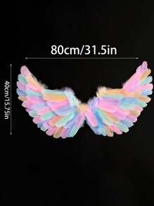 3pcs Angel Wings Costume Decoration, Swallow Shaped White Feathered Wings, Costume Party Props,Halloween Costume Angel Halo Prom