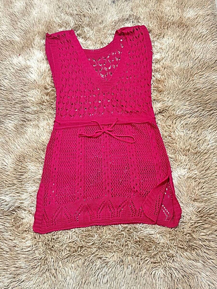 L&Z Mode saiada vestido de praia sem manga feminino - Pink - Visão 1