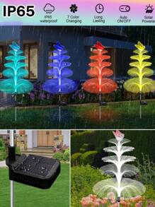 Luces solares para senderos, luces solares impermeables para exteriores, cambio de 7 colores, 1/2/5 capas de luces solares de flor con diseño de medusa y mariposa para decoración de Navidad, piscina, jardín - Multicolor - Ver 5