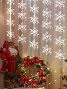 15 件圣诞闪亮雪花饰品，创意冬季派对塑料雪花挂饰，圣诞树装饰套装，适合圣诞节新年家居装饰 - 白色 - 查看 11