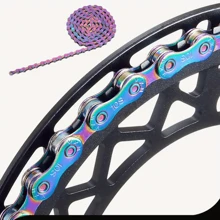 6/7/8 Speed Bicycle Chain, Rainbow Colored, 1/2" X 11/128" 116 Links Lightweight Chain, For Road & Mountain Bikes With 2 Chain Connectors