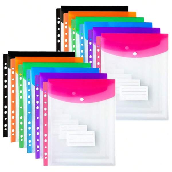12pcs Binder Dividers, 6 Packs A4 File Folder Dividers With Snaps, Suitable For 2/3/4/11 Ring Binders, Removable Marking Tabs On The Ends, 6 Colors Back To School, School Supplies