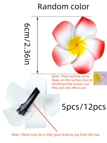 12pcs-Hawaiian Flower Hair Clips, Plum Blossom Foam Hair Clips, Hawaiian Tropic Party Decorations, Beach Swimming Pool Holiday Clothes, Hawaiian Party Supplies, Bride Wedding.Women's Artificial Flowers, Foam Flower Plumeria.,