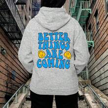 Women's Printed Cotton Kangaroo Sweatshirt For Training - 灰色 - 查看 1