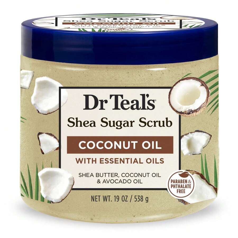 Dr Teal's Shea Sugar Body Scrub, Coconut Oil With Essential Oils, 19 Oz - 椰子油 - 查看 1