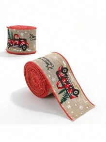 1 Rolle 6,3cm breit x 2m lang Weihnachts Webband, imitiertes Leinengewebe Band, Dekorations Schleife, Accessoire für Weihnachts Haarband, Weihnachten - Weihnachtsband - Übersicht 13