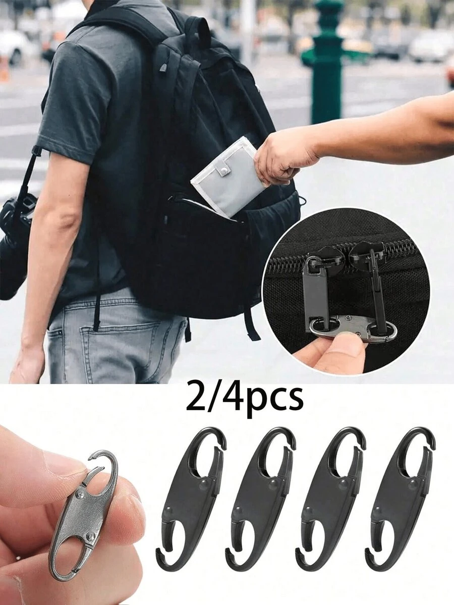 4PCS Double Small Carabiner Clips, S-Shaped Carabiner, Keychain, Small Alloy Snap Hook Zipper Clip For Fishing/Camping/Outdoor, Zipper Lock, Zipper Pull Replacement, Connectors Zipper Clips, Theft Deterrent - Multicolor - View 1