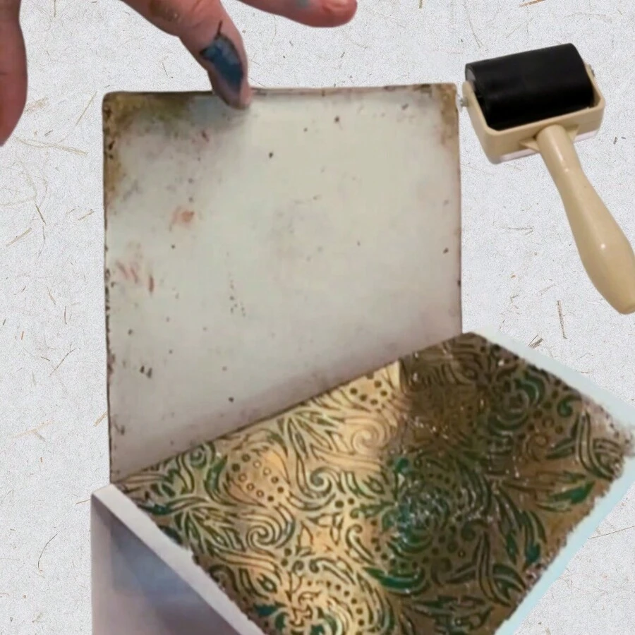 Gelli Plate With Brayer For Monoprinting Mixed Media Arts And Crafts