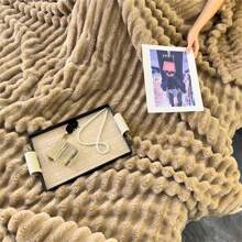 1 件 280GSM 人造毛皮毛绒毯（90 英寸 X 90 英寸大号），超柔软、蓬松、温暖舒适的床毯，可翻转加厚保暖毯，适合沙发、客厅、床，四季皆宜 - 駝色 - 查看 9