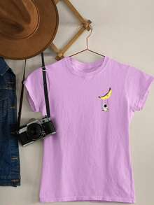 T-Shirt You On Women's Baby Look Astronaut Swing Moon Various Colors 100% Cotton - 紫色 - 查看 2