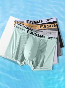 4pcs/Pack Men's Breathable Mesh Boxer Briefs, Lightweight & Quick Dry Underwear