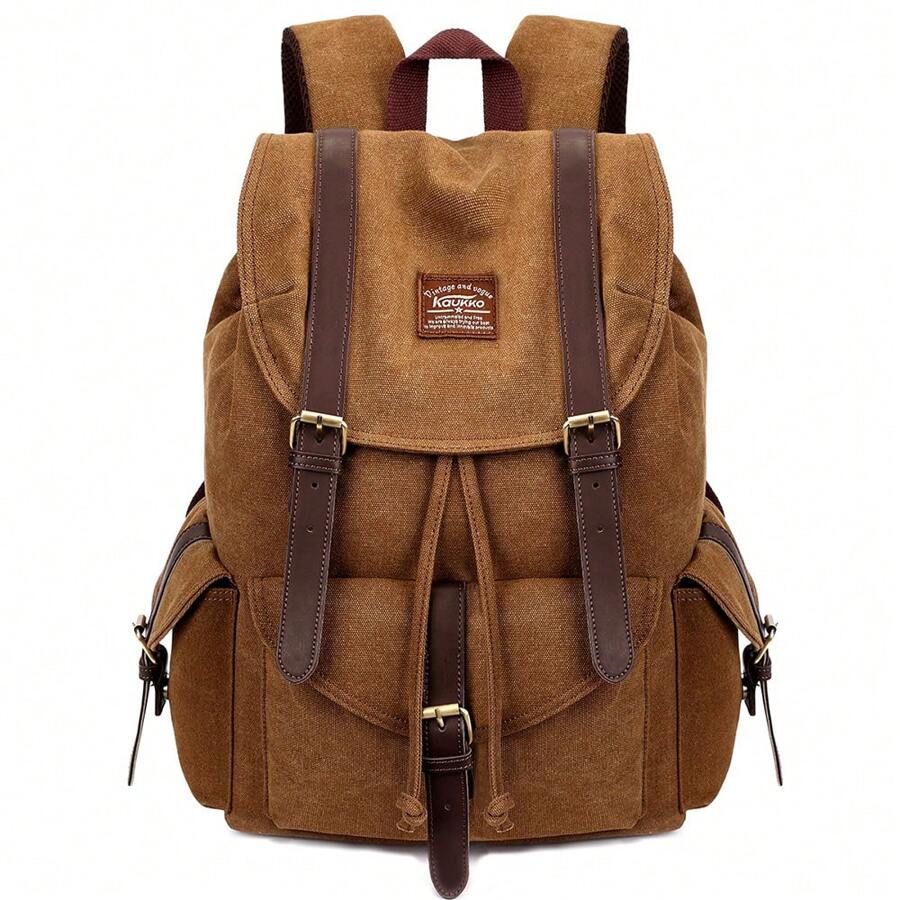 KAUKKO Vintage Canvas Backpack Outdoor Travel Hiking Backpack