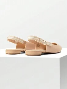 Women's Ballet Flats With Ribbon Bowknot Pointed Toe Open Heel Fashion Classic Elegant Sexy Party Daily Commuting Autumn Shoes - 杏色 - 查看 10