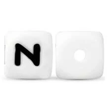 10 pezzi/26 pezzi Perline in silicone da 12 mm con base bianca e lettere nere per realizzare bracciali, portachiavi fai-da-te e per la creazione di gioielli