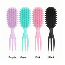 Wet Curly Hair Brush, Defining Curl Hairbrush Soft Nodes Massage, Detangling Black People Round Detangler, Trident Brushes Reduce Hair Pulling & Curl Separation, Shaping And Styling Tools For Women Men Girls - Multicolor - View 2