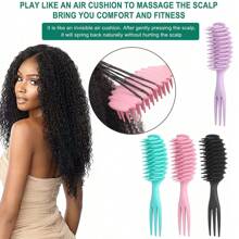 Wet Curly Hair Brush, Defining Curl Hairbrush Soft Nodes Massage, Detangling Black People Round Detangler, Trident Brushes Reduce Hair Pulling & Curl Separation, Shaping And Styling Tools For Women Men Girls - Multicolor - View 4