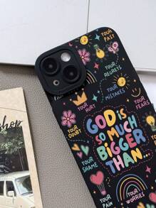 Slogan Elements Cute Black Fashion Phone Cases Shockproof 1PC Colorful Hot Air Balloon Butterfly Print Perforated Cat Eye Anti-Slip Phone Case Compatible With Iphone 11/12/13/14/15 Pro Max Waterproof Shockproof Anti-Fall Scratch Resistant International Version Not The Domestic Version Spring - Multicolor - View 4