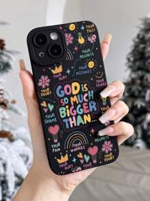 Slogan Elements Cute Black Fashion Phone Cases Shockproof 1PC Colorful Hot Air Balloon Butterfly Print Perforated Cat Eye Anti-Slip Phone Case Compatible With Iphone 11/12/13/14/15 Pro Max Waterproof Shockproof Anti-Fall Scratch Resistant International Version Not The Domestic Version Spring - Multicolor - View 3