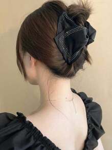 topshiny 1 件法式缎面蝴蝶结水钻发夹，复古优雅发夹，适合女士情人节发夹发夹发夹发夹发夹 - 彩色 - 查看 6