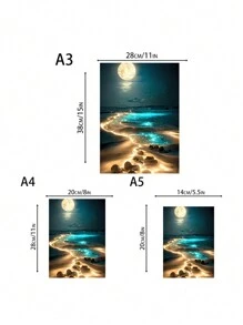 Rompecabezas de madera con forma asimétrica de la luna en la playa, diseñado para adultos, pintura decorativa de rompecabezas de madera, regalo para el Día de San Valentín, Día del Maestro, Navidad, rompecabezas