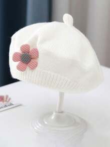 针织贝雷帽，可爱花朵贝雷帽，儿童针织帽，女童针织画家帽 - 花朵貝雷帽 - 查看 10