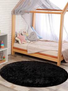 1pc Soft & Fluffy Luxury Long Pile Carpet - Plush, Non-Slip, Machine Washable, Non-Fading, Soft Touch, Suitable For Living Room, Bedroom, Home Decor, Room Decor, Decorative Rug, Floor Covering! - Black - View 12