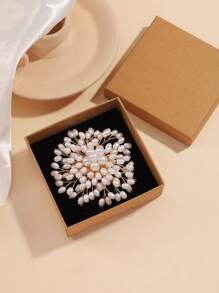 1pc Handmade Twisted Copper Wire Pearl Brooch Pin, Elegant Fashion Decoration For Dress Or Suit - Pearl Brooch - View 19