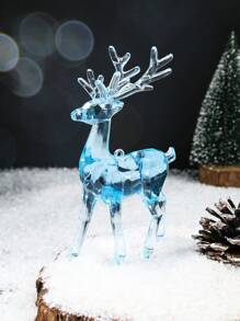 1pc Christmas Reindeer Ornaments, 5.5x3.1 Inch Crystal Blue Clear Acrylic Deer Christmas Elk Standing Christmas Tree Decorations For Party Favors Festive Table Centerpiece And Holiday Decorations,Christmas