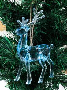 1pc Christmas Reindeer Ornaments, 5.5x3.1 Inch Crystal Blue Clear Acrylic Deer Christmas Elk Standing Christmas Tree Decorations For Party Favors Festive Table Centerpiece And Holiday Decorations,Christmas