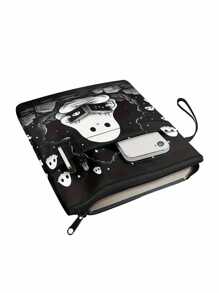 Halloweengeist-Motiv Buchschutzhülle mit Reißverschluss - süßer Gothic-Stil, waschbarer Polyesterstoff - perfekt für Taschenbücher, Buchliebhaber, Mitschüler, Lehrer - perfektes Halloween-Geschenk Schulanfang, Schulmaterial - Verschiedenfarbig - Übersicht 4