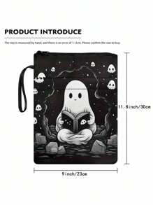 Halloweengeist-Motiv Buchschutzhülle mit Reißverschluss - süßer Gothic-Stil, waschbarer Polyesterstoff - perfekt für Taschenbücher, Buchliebhaber, Mitschüler, Lehrer - perfektes Halloween-Geschenk Schulanfang, Schulmaterial - Verschiedenfarbig - Übersicht 2