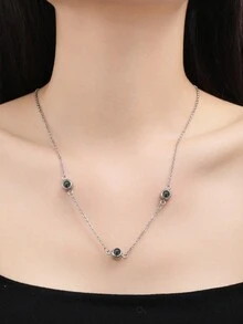 定制项链，极简主义三星吊坠项链，用 100 种语言投射“我爱你”，电影风格的黑白照片雕刻，适合女朋友、妈妈、最好的朋友、日常佩戴 - 銀色 - 查看 2