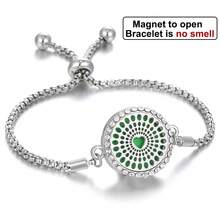 Aromatherapy Bracelet Aromatherapy Diffuser Jewelry Adjustable Chain Crystal Locket Perfume Diffuser Bracelet For Women Men Flower Love Cat Aroma Diffuser Bracelet - Silver - View 12