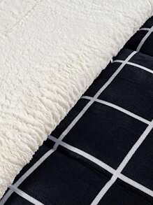 Austin King\Queen\Double\Single Double-Sided Duvet Cover Sheepskin Print Sherpa With Plush - 黑色 - 查看 5