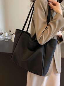 Geantă tote ocazională de mare capacitate din piele moale la modă - culoare solidă, vintage, modă, high-end, școală/muncă/vacanță prietenoasă pentru femei