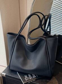 Geantă tote ocazională de mare capacitate din piele moale la modă - culoare solidă, vintage, modă, high-end, școală/muncă/vacanță prietenoasă pentru femei