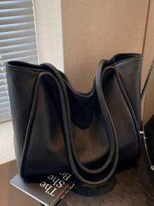 Geantă tote ocazională de mare capacitate din piele moale la modă - culoare solidă, vintage, modă, high-end, școală/muncă/vacanță prietenoasă pentru femei