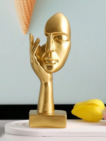 1 pieza Figura humana abstracta de resina color dorado, mejor como regalo