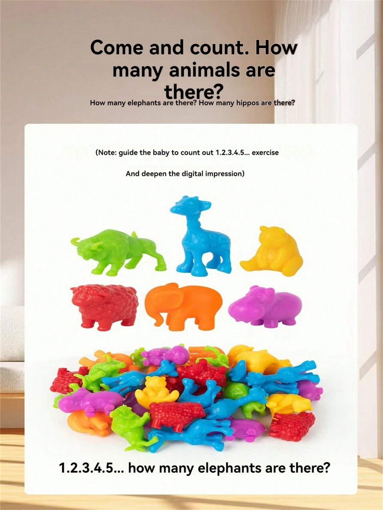 Early Learning Counting Animals Soft Rubber Toys, Color Sorting Game To