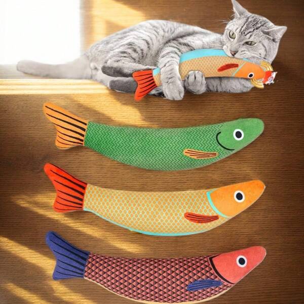 Jouet pour chat Catnip 3D Poisson de simulation Poissons rouges Jouets de chaton Poisson en forme d'oreiller Jouets sonores interactifs à mâcher et mordre en peluche Fournitures pour chats