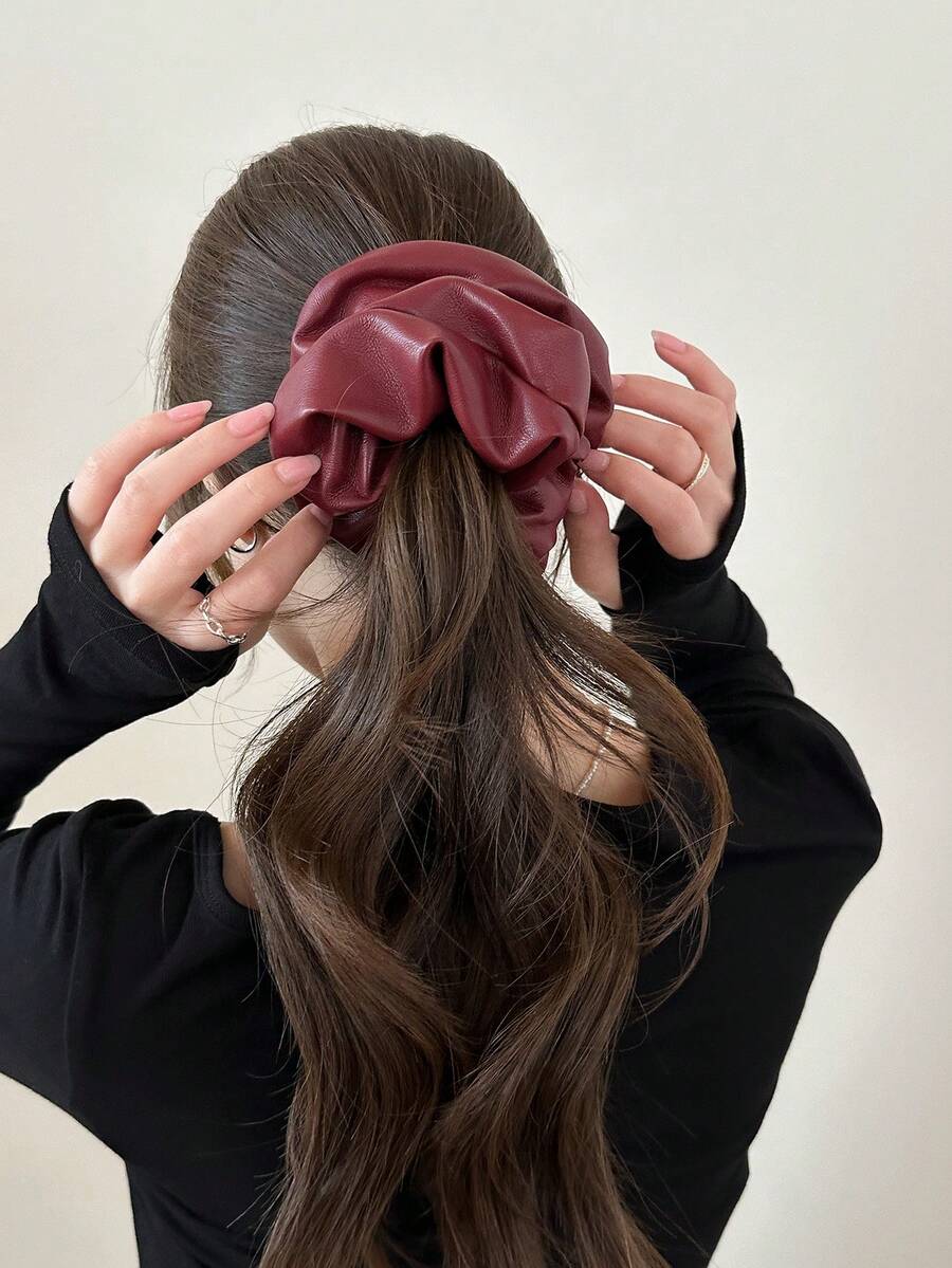 1pc Ladies' Anchor Shaped Solid Color Elastic Hair Scrunchie, High-End Ponytail Holder - Multicolor - View 1