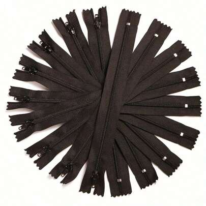 10pcs Black Nylon Zipper Multi-Size Versatile 3# Closed Sewing Fasteners For Dresses, Pants, Clothing And Crafts