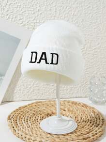 1pc Unisex Thick "MOM DAD" 3D Embroidered Outdoor Sports Skiing Letter Casual Street Acrylic Knit Beanie Hat