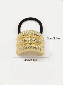 1個/3個裝 非對稱弧形髮圈 時尚龐克風 金屬個性化髮繩 半圓管髮圈 高彈力髮繩 - 金色 - 查看 12