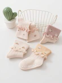 4 Pairs Baby & Toddler Anti-Slip Crew Socks, Multi-Color For Autumn/Winter, Infant And Children Learning-To-Walk Socks
