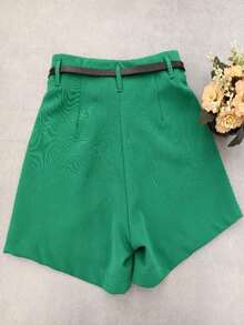 Tailored Shorts With Belt Women's Fashions - màu xanh lá - Xem 2